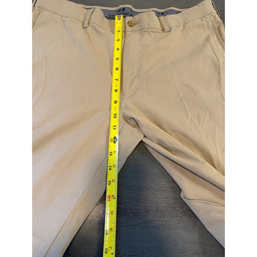 Grand Slam Mens Performance Golf Pants Tan Khaki Chino 36x29 Flat Front Workwear - Picture 3 of 7
